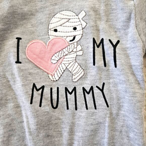 Baby by bon bebe "I love my mummy" grey longsleeve outfit with snaps size 6-9mos - Picture 1 of 6